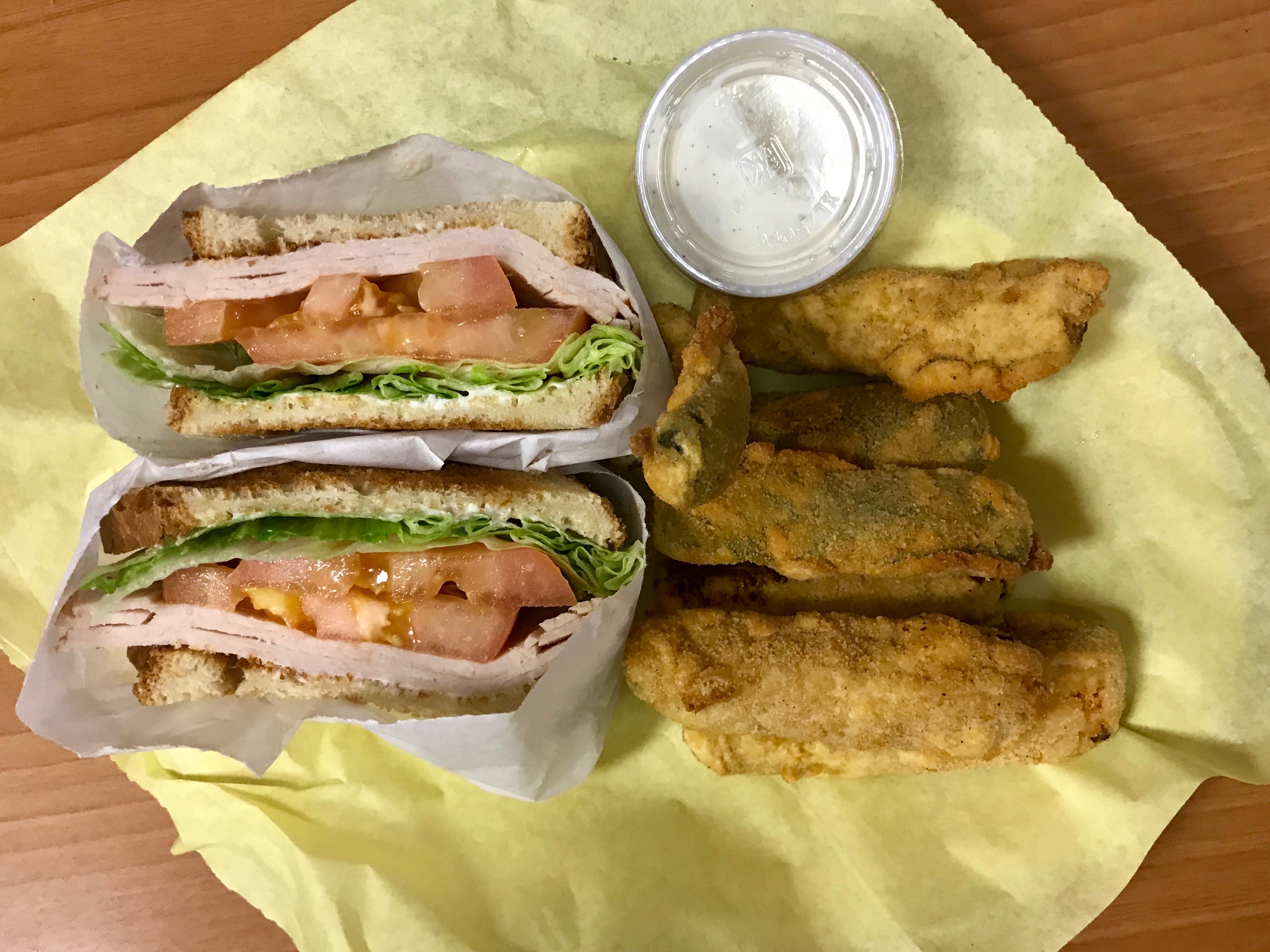 turkey sandwich with fried zucchini
