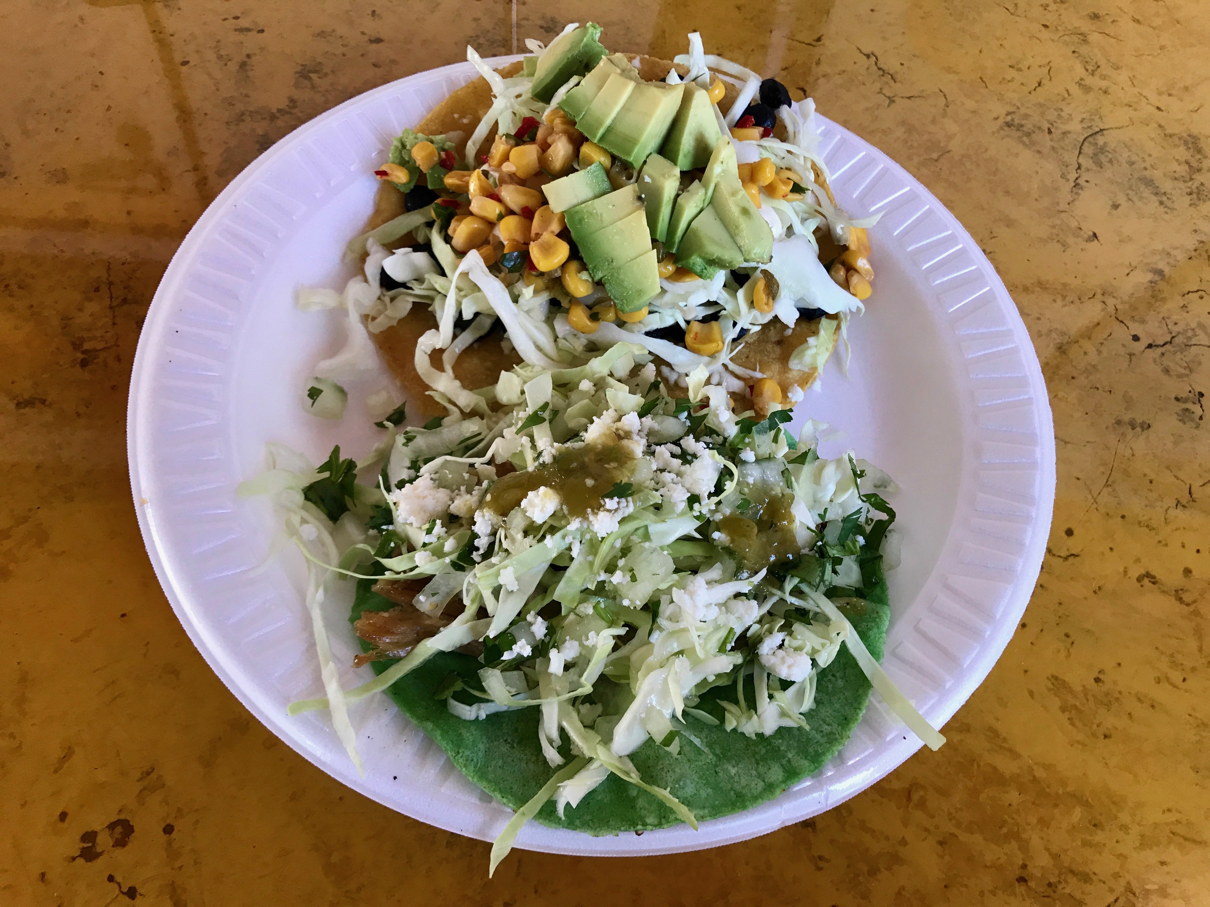 Flaco Frijole and Green Butcher tacos