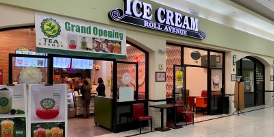 view of Roll Avenue from inside Mekong Plaza