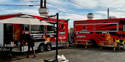 two EZ Bachi trailers with picnic tables