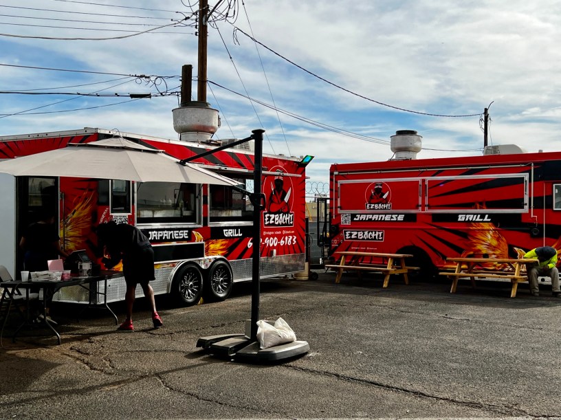 two EZ Bachi trailers with picnic tables